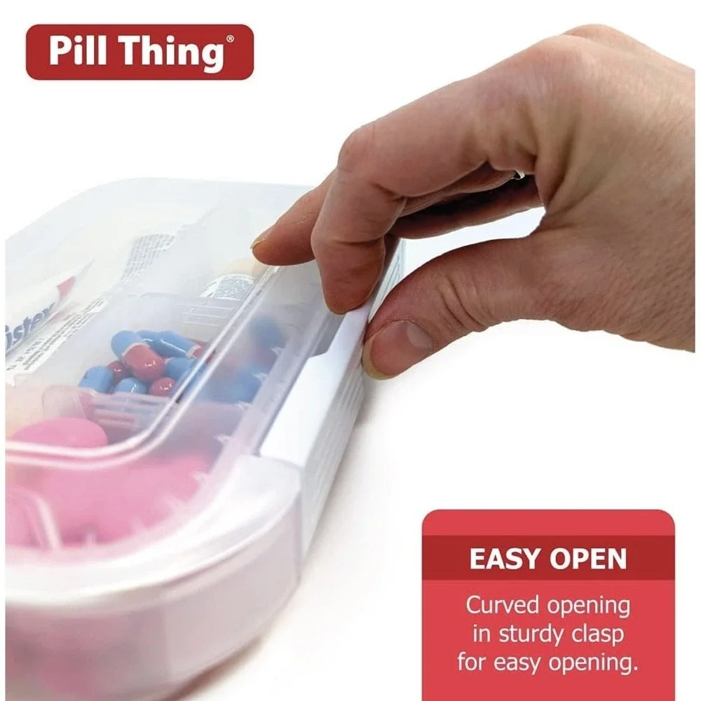 8 Compartment Large Pill Case with Airtight Seal, Adjustable Dividers *LOT OF 2* - Picture 4 of 8